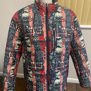 Hawke & Co Red and Blue Patterned Puffer Jacket